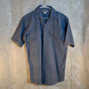 Vintage Key Apparel Men's M | Blue Chambray Western Pearl Snap Short Sleeve Work